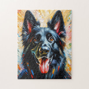 Puzzle Impression acrylique Chien berger allemand noir Am