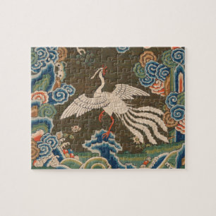 Puzzle Impression de broderie en soie blanche antique chi