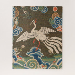 Puzzle Impression de broderie en soie blanche antique chi