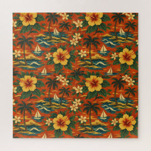 Puzzle Impression de chemise hawaïenne vibrante du milieu
