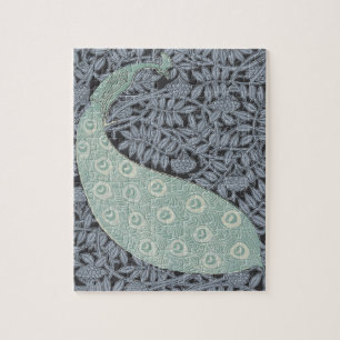 Puzzle Impression de paon bleu Art Nouveau vintage Verneu