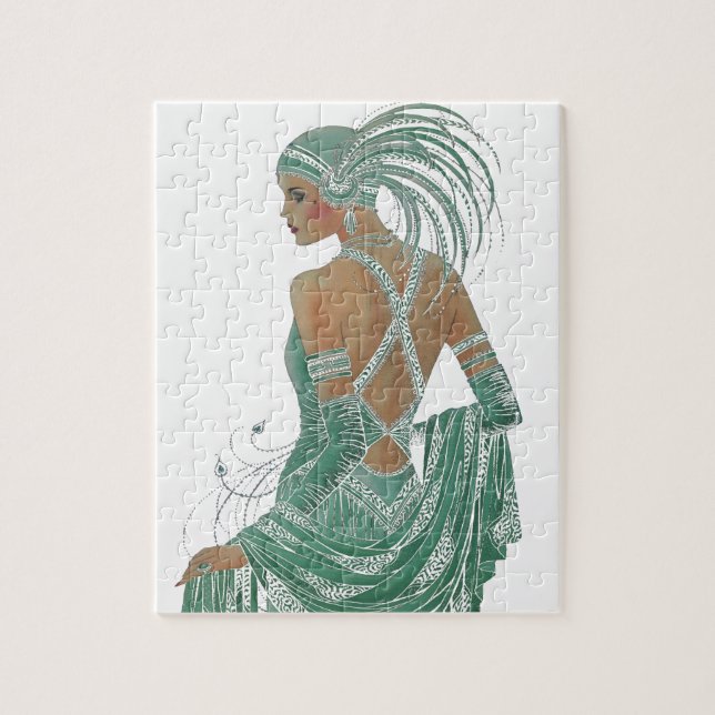 Puzzle Imprimer vintage Ladies Gogo Green Art (Vertical)