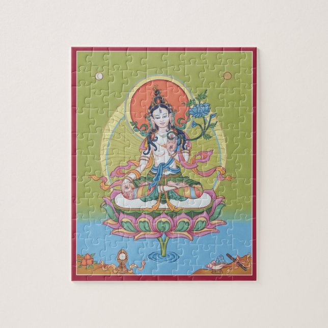PUZZLE IN TIN  - White Tara - Buddha of Longevity (Vertical)