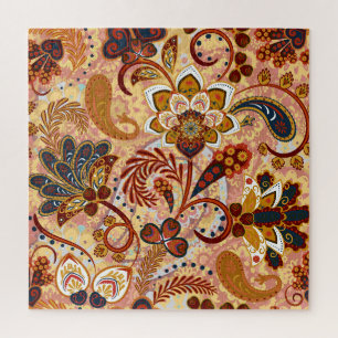 Puzzle Indian Paisley : Floral Vintage Brown