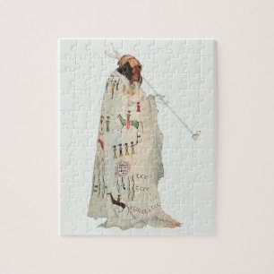 Puzzle Indian Warrior with Pipe Portrait by Karl Bodmer