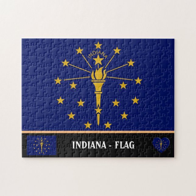 Puzzle Indiana Flag & Indiana State USA /America (Horizontal)