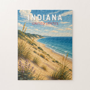 Puzzle Indiana Illustration Voyage Art Vintage