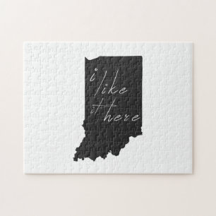 Puzzle Indiana J'Aime Ça Ici L'État Silhouette Noire