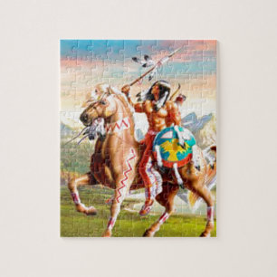 Puzzle Indien d'Amerique courageux sur le cheval