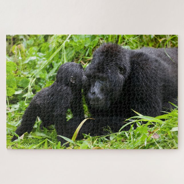 Puzzle Infant Mountain Gorilla Kisses Silverback (Horizontal)