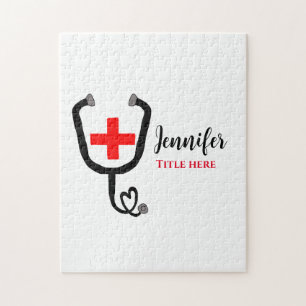 Puzzle Infirmière médecin rouge plus stéthoscope ajouter