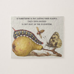 Puzzle Insectes de jardin, mouche, chenille, poire, mille