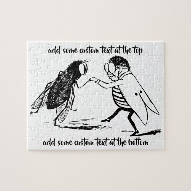 Puzzle Insectes vintage dansant; mouche bleue (Horizontal)