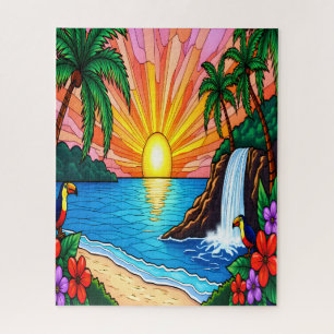 Puzzle inspiré de vitraux tropicaux