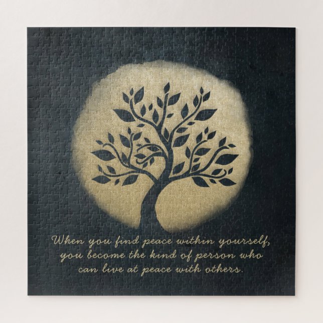 Puzzle Instructeur de méditation Yoga Black Gold Tree Cit (Vertical)