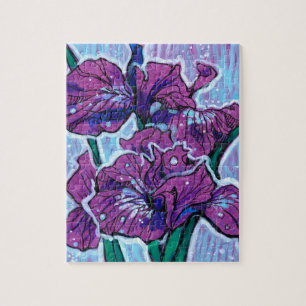 Puzzle Iris Fleurs De Printemps Floral Peinture Violet