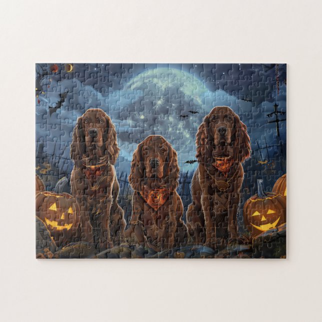 Puzzle Irish Red Setter Halloween Éffrayant (Horizontal)