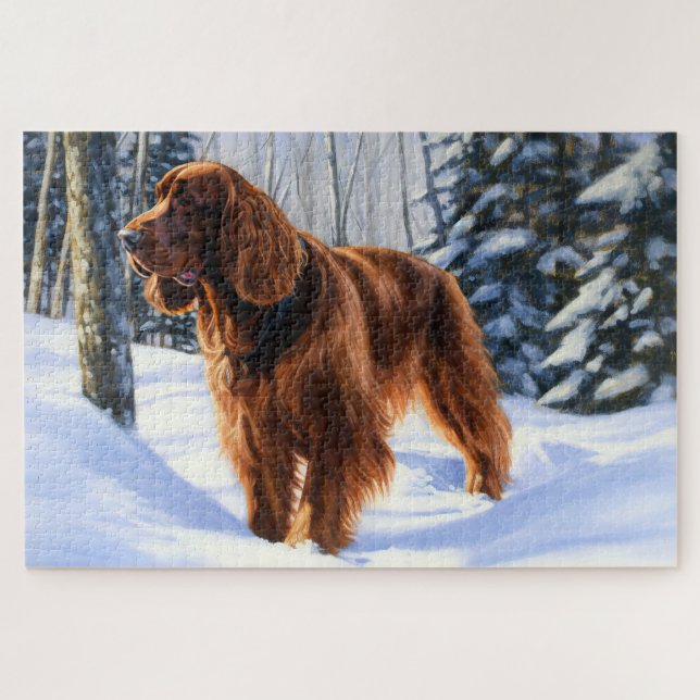 Puzzle Irish Setter Qu'il neige Noël (Horizontal)