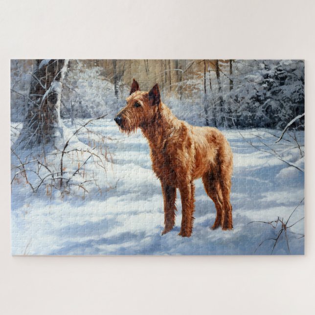 Puzzle Irish Terrier Laisser neiger Noël (Horizontal)