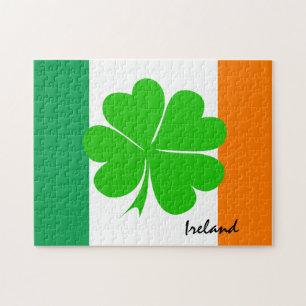 Puzzle Irlande & quatre feuilles de trèfle, drapeau irlan