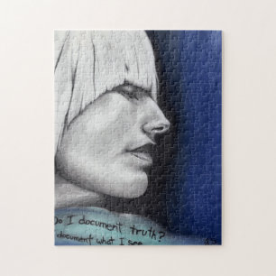 Puzzle Isabel Blonde Woman Portrait Original Art Drawing