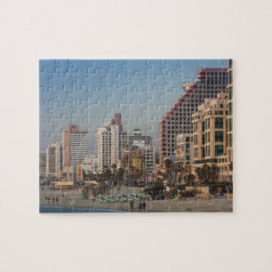 Puzzle Israël, Tel Aviv, front de mer, hôtels, crépusc