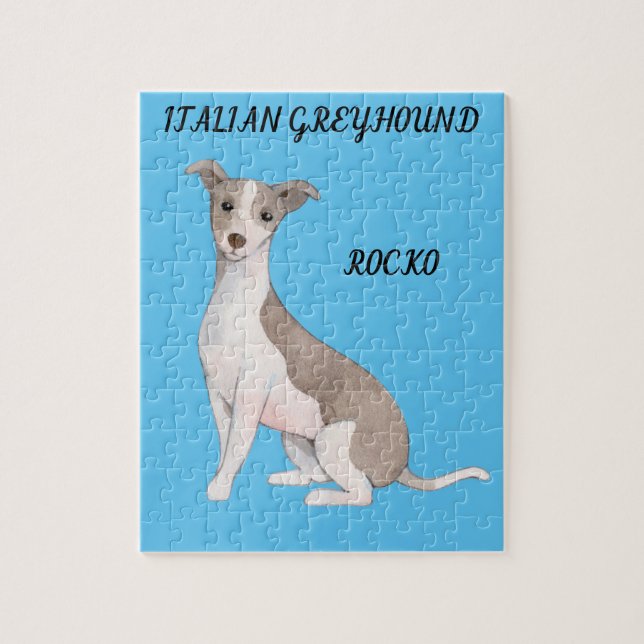 PUZZLE ITALIEN GREYHOUND & NOM PERSONNALISÉ. (Vertical)