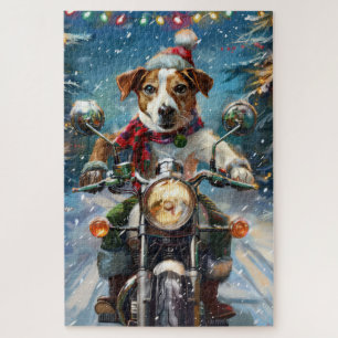Puzzle Jack Russell Chien équitation Moto Noël