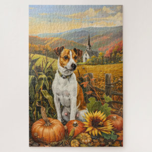 Puzzle Jack Russell Chien Moisson d'automne Thanksgiving