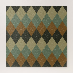 Puzzle Jacquard Automne : Brown-vert Rhombus Chic