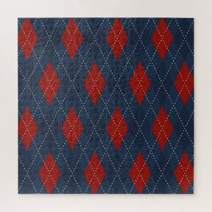 Puzzle Jacquard Royal Bleu Motif de Noël