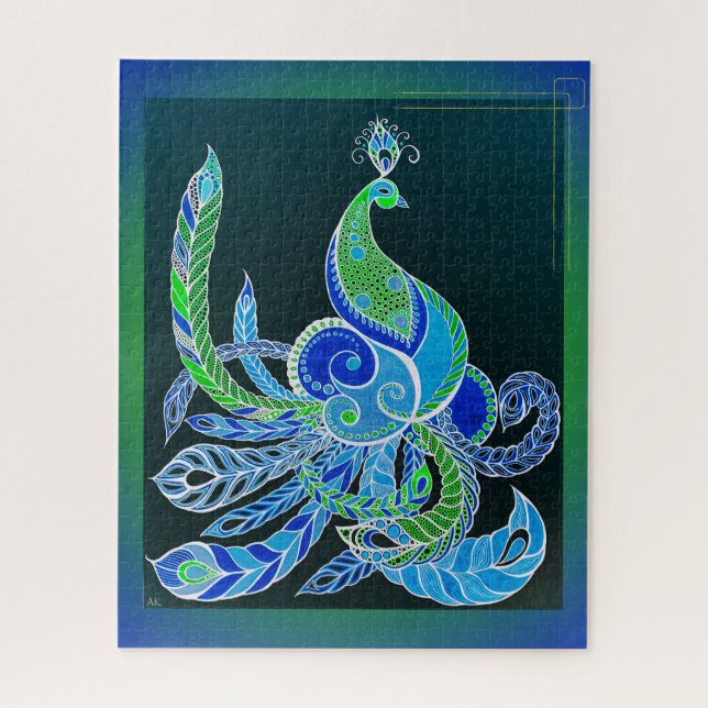Puzzle Jade Majesty Elegant Vert et bleu paon (Vertical)