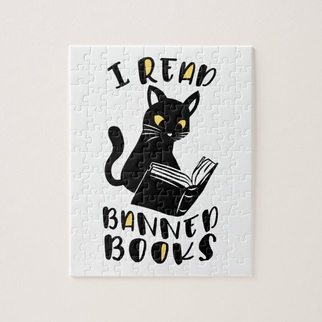 Puzzle J'ai lu des livres interdits Cat (Vertical)