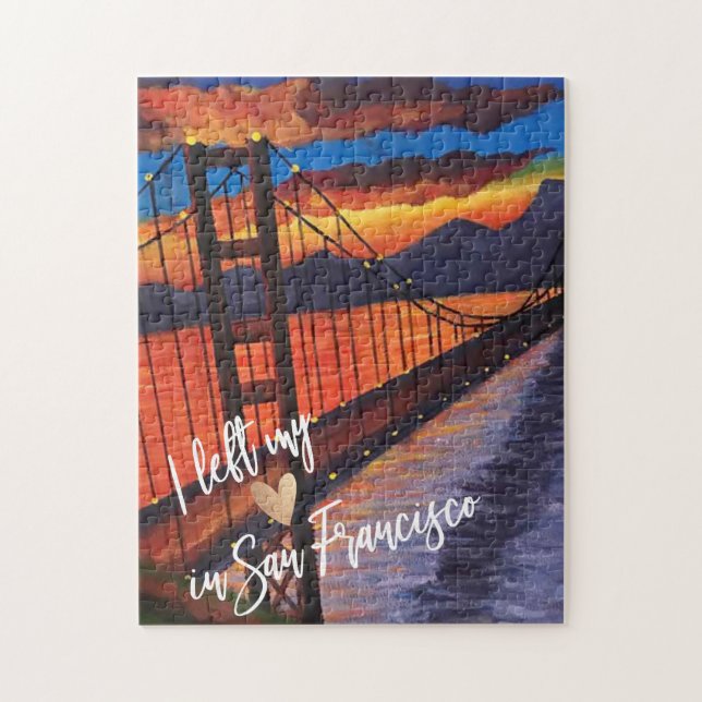 Puzzle "J'Ai Quitté Mon Coeur À San Francisco" Golden Gat (Vertical)