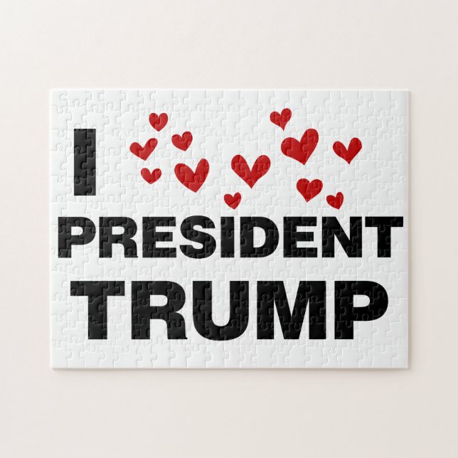 Puzzle J'aime les coeurs du président Trump (Horizontal)
