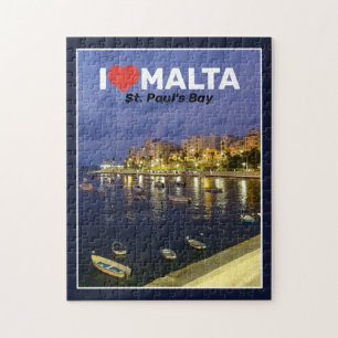 Puzzle J'aime Malte Baie de Saint-Paul la nuit Méditerran