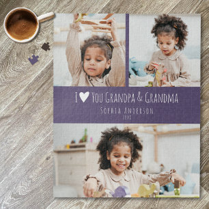 Puzzle J'aime Papy et Mamie 3 Photo Minimal