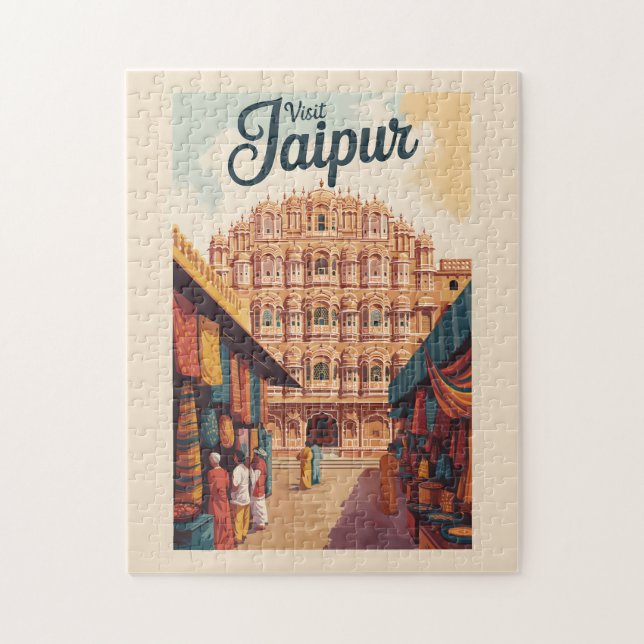 Puzzle Jaipur Inde Hawa Mahal Illustration Art Voyage (Vertical)