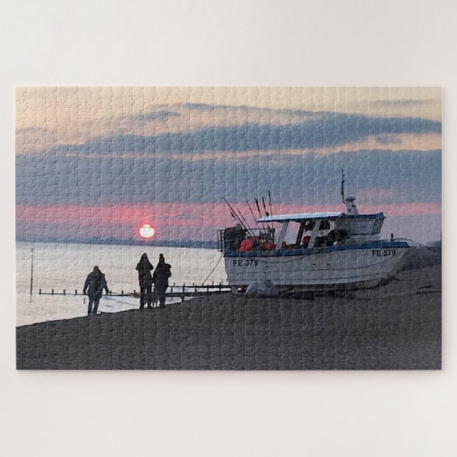 Puzzle Janvier Coucher de soleil sur Hythe Bay Kent Batea (Horizontal)