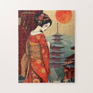 Puzzle Japon 日 本 pagode geisha vintage retro6