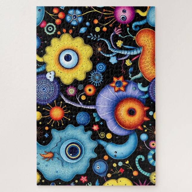 Puzzle Jardin Alien Whimsical - Flore Cosmique Colorée (Vertical)