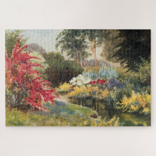 Puzzle Jardin anglais rustique vintage et étang