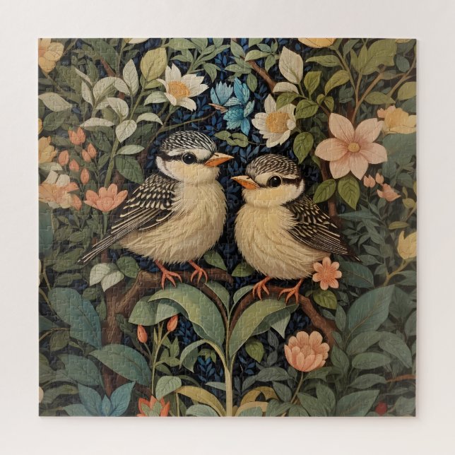 Puzzle Jardin botanique de deux mignons bébés oiseaux (Vertical)