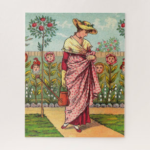 Puzzle Jardin Cultivation Flower Woman Art Antique