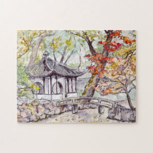 Puzzle Jardin d'aquarelle chinois