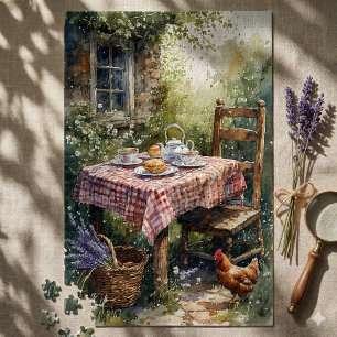 Puzzle Jardin de Cottage Matinée Thé Aquarelle