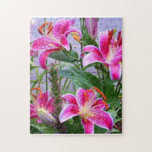 Puzzle Jardin de fleurs de lis asiatique étoilé peint - P