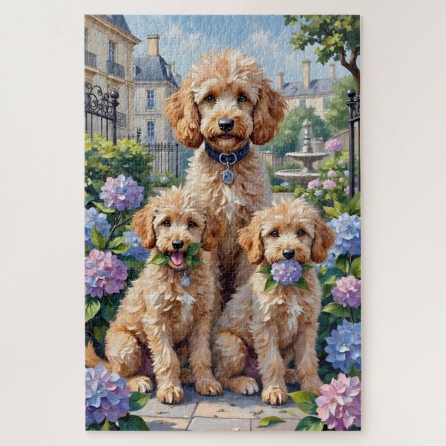 Puzzle Jardin d'hydrangeas Art Poodle (Vertical)