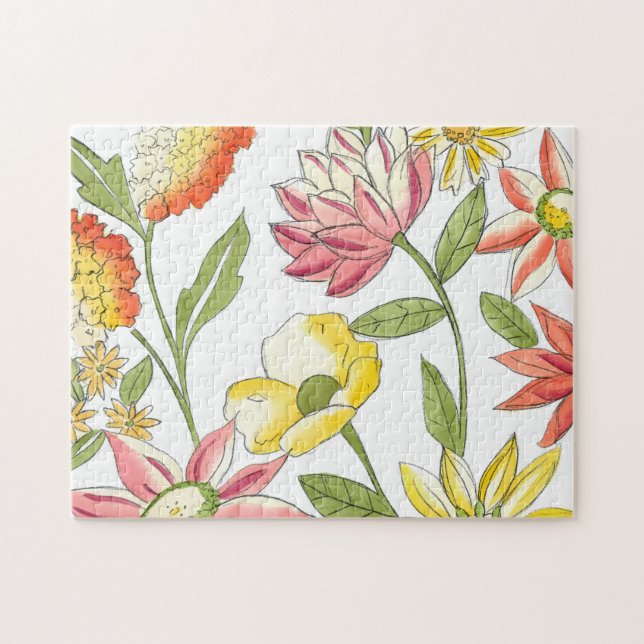 Puzzle Jardin fleuri avec Arrière - plan blanc (Horizontal)