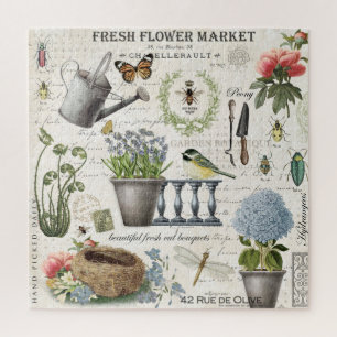 Puzzle Jardin fleuri Vintage